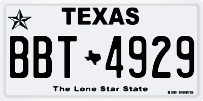 TX license plate BBT4929