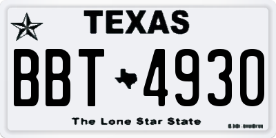 TX license plate BBT4930