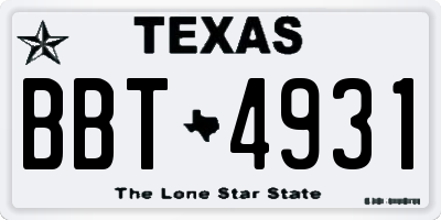 TX license plate BBT4931