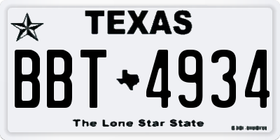 TX license plate BBT4934