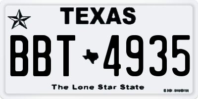 TX license plate BBT4935
