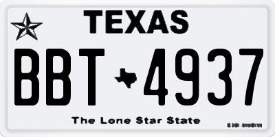 TX license plate BBT4937