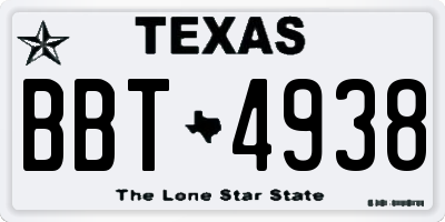 TX license plate BBT4938