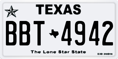 TX license plate BBT4942