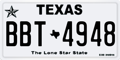TX license plate BBT4948