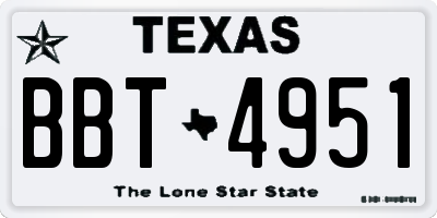 TX license plate BBT4951