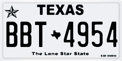 TX license plate BBT4954