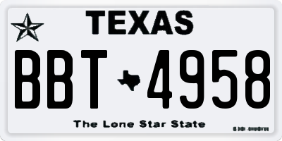 TX license plate BBT4958