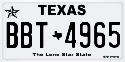 TX license plate BBT4965
