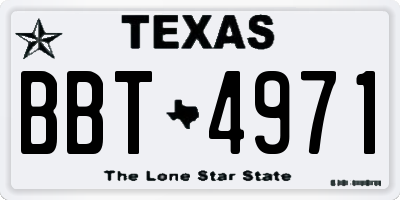 TX license plate BBT4971