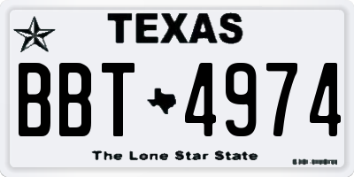 TX license plate BBT4974
