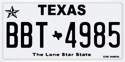 TX license plate BBT4985