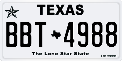 TX license plate BBT4988