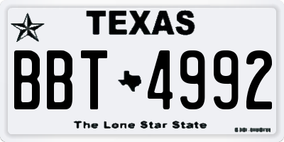 TX license plate BBT4992