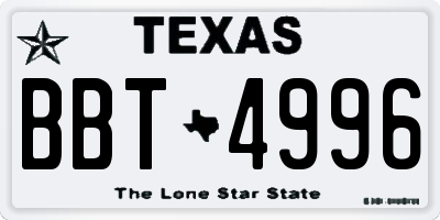 TX license plate BBT4996
