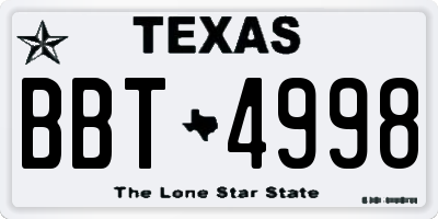 TX license plate BBT4998