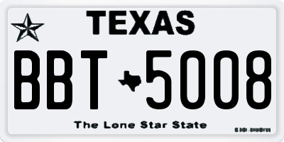 TX license plate BBT5008