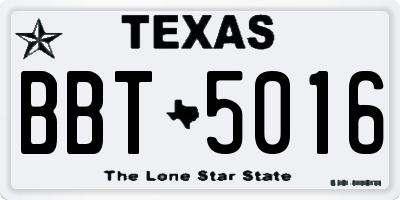 TX license plate BBT5016