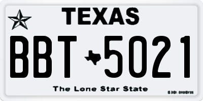 TX license plate BBT5021