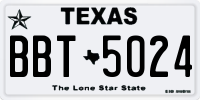 TX license plate BBT5024