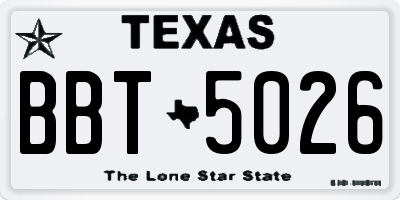 TX license plate BBT5026