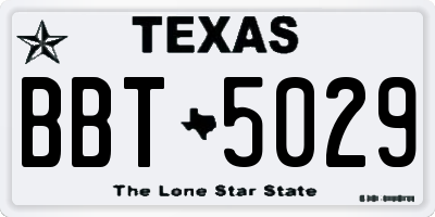 TX license plate BBT5029