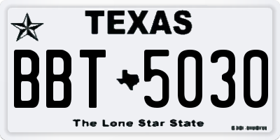 TX license plate BBT5030