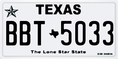 TX license plate BBT5033
