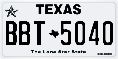 TX license plate BBT5040