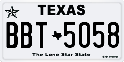 TX license plate BBT5058