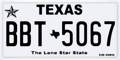 TX license plate BBT5067