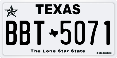 TX license plate BBT5071
