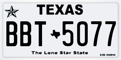 TX license plate BBT5077