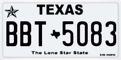 TX license plate BBT5083