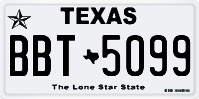 TX license plate BBT5099