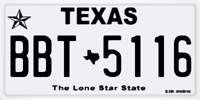 TX license plate BBT5116