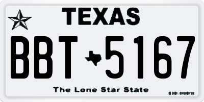TX license plate BBT5167