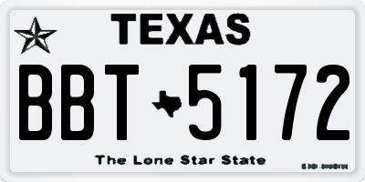 TX license plate BBT5172