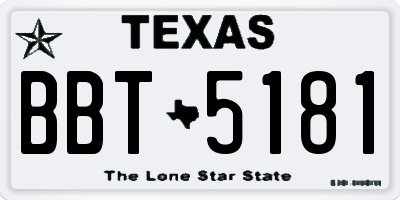 TX license plate BBT5181