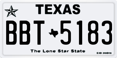 TX license plate BBT5183