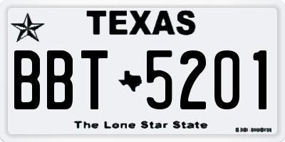 TX license plate BBT5201