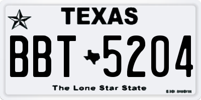 TX license plate BBT5204