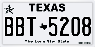 TX license plate BBT5208