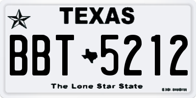 TX license plate BBT5212