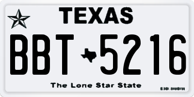 TX license plate BBT5216