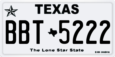 TX license plate BBT5222