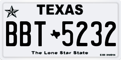 TX license plate BBT5232