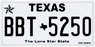 TX license plate BBT5250