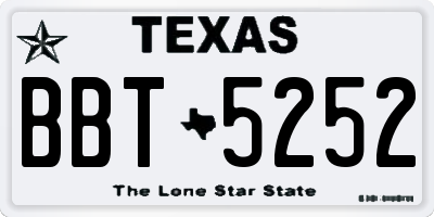 TX license plate BBT5252