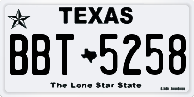 TX license plate BBT5258